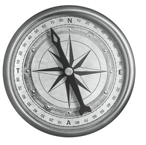 A brass compass representing the N.E.A.T. Selling compass